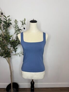 Vince Square Neck Tank Top - Dusty Blue